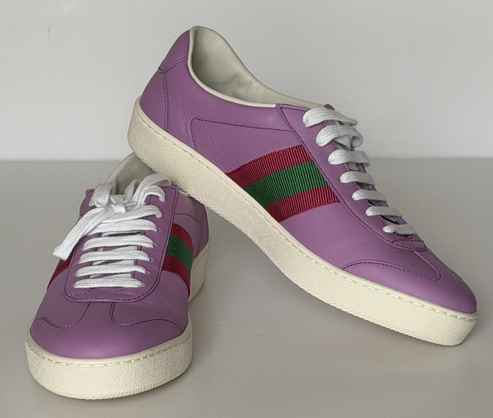 Gucci Women’s Web Leather Sneakers Wisteria Purple Pink 7.5 US (37.5) 858533 NIB